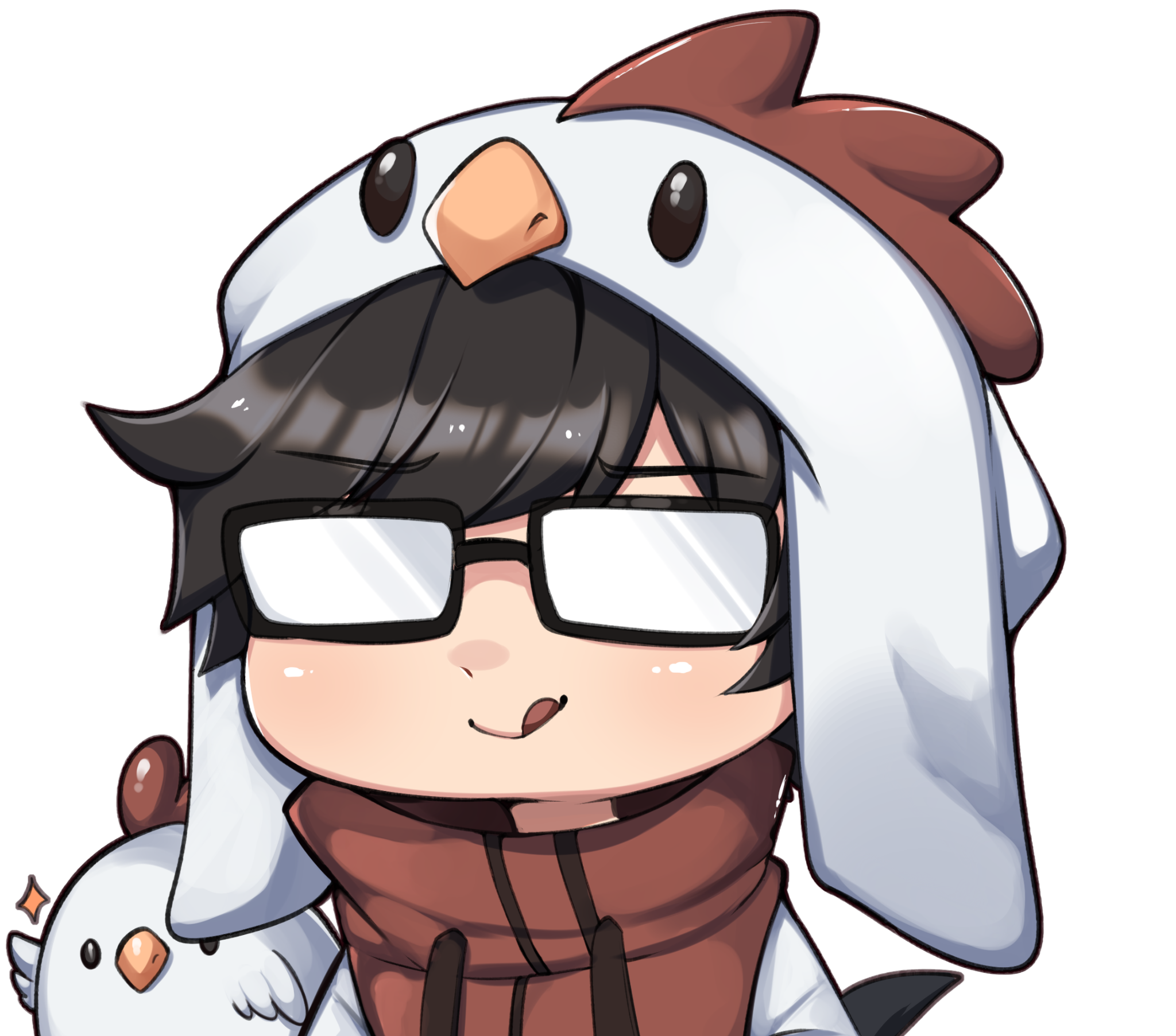 Rui profile portrait in a chicken hoodie